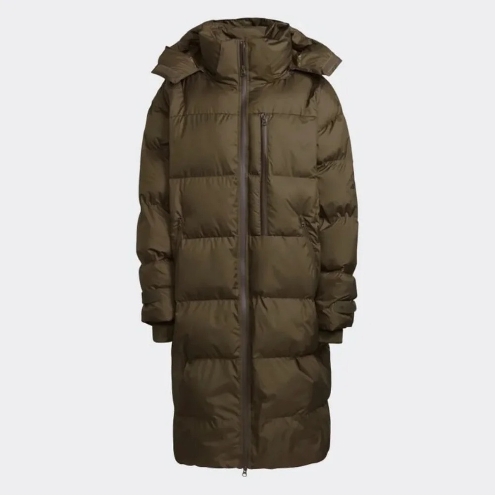 Adidas by Stella McCartney long down puffer parka - XS, army green